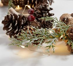 Pinecone &amp; Wood String Lights Garland