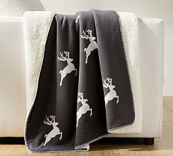 Stag Jacquard Sherpa Back Throw
