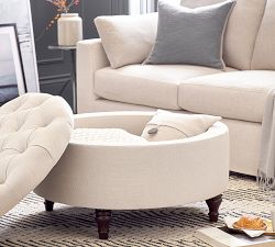 Lorraine Tufted Round Storage Ottoman