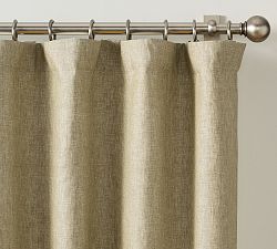 Open Box: Belgian Flax Linen Blackout Curtain, 100"W x 96"L - Aloe