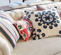 Patchwork Ikat Lumbar Pillow Cover