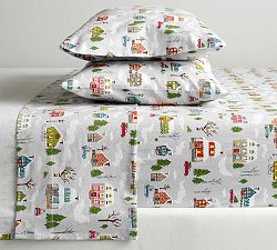 Winter Village Organic Flannel Sheet Set