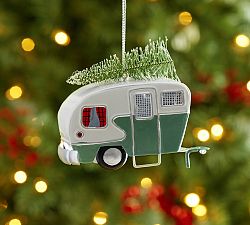 Tin Camper with Tree Ornament