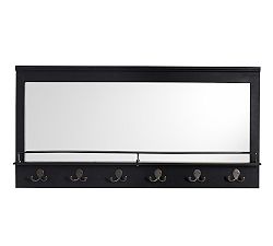 Aubrey Entryway Mirror with Hooks - Black