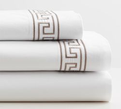 Geo Embroidered Organic Percale Pillowcases - Set of 2