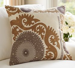 Metallic Suzani Pillow Cover