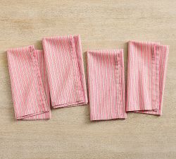 Zeena Stripe Block Print Cotton Napkins - Set of 4