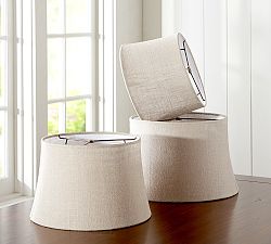 Burlap Upholstered Tapered Drum Lamp Shade - Navy &amp; Gray (12"-16'')