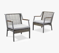 Klein Wicker Outdoor Lounge Chairs, Set of 2