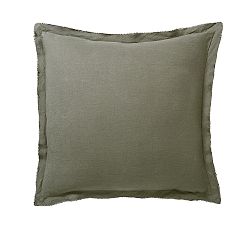 Open Box: Belgian Flax Linen Double Flange Sham, Euro Set of 2 - Loden