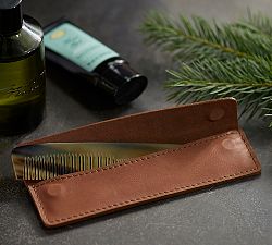 Cognac Leather Comb and Case