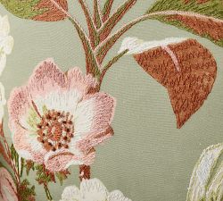 Vintage Islands Tropical Floral Embroidered Pillow