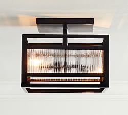 Atherton Ribbed Glass Indoor/Outdoor Flush Mount (12")