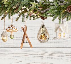 Lit Glitter House Ornament - White