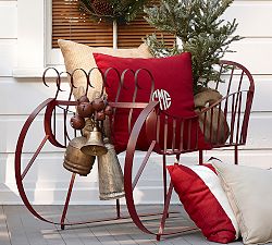 Outdoor Red Metal Sleigh