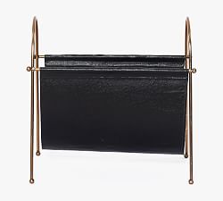 Faux Leather &amp; Stainless Steel Magazine Holder