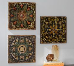 Sahara Printed Wood Tiles Wall Art - Set of 3