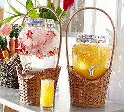 Woven Basket Drink Dispenser Stand