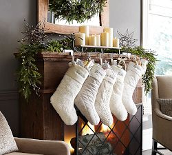 Faux Sheepskin Stocking with Bells