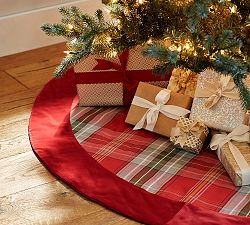 Newbury Plaid Tree Skirt with Red Velvet Cuff