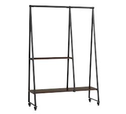 Hopper Metal 50" Rolling Rack with Storage Shelf