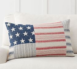Pieced Flag Linen Lumbar Pillow Cover