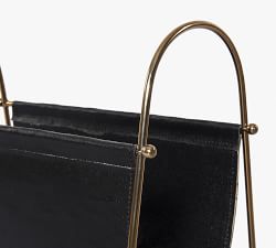 Faux Leather &amp; Stainless Steel Magazine Holder