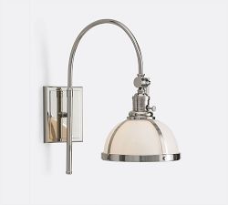 Arc Industrial Milk Glass Sconce (18'')