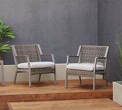 Klein Wicker Outdoor Lounge Chairs, Set of 2
