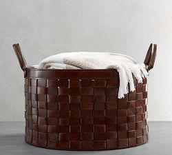Saddle Large Round Basket - Chocolate