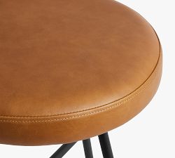 Maison Round Leather Swivel Accent Stool