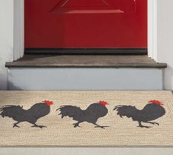 Three Roosters Hand-Tufted Outdoor Rug
