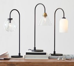 Claremont Glass Globe USB Table Lamp (25")