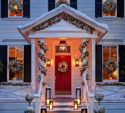 Faux Pine Ornament Wreath &amp; Garland - Red &amp; Silver