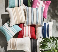 Modern Farmhouse Variegated Striped Outdoor Pillow