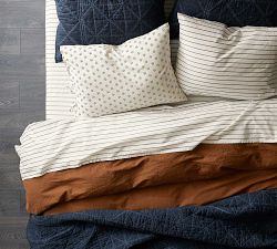 The Emily &amp; Meritt Suit Stripe Tumbled Organic Cotton Sheet Set