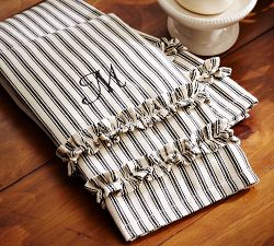 Ticking Stripe Ruffled Hand Towels - Set of 2
