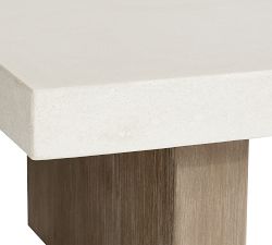 Pomona Concrete &amp; Acacia Rectangular Outdoor Coffee Table (50")