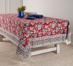 Scarlett Block Print Cotton Tablecloth