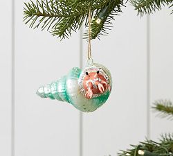 Glitter Crab in Shell Ornament