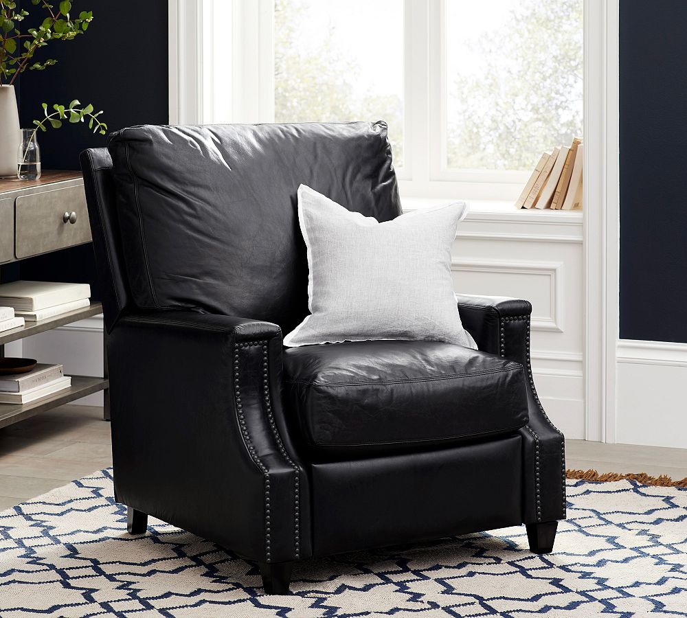 James Square Arm Leather Recliner by Pottery Barn