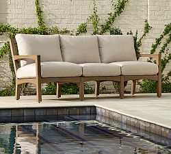 Tropez Faux Teak 79" Sofa, Dune