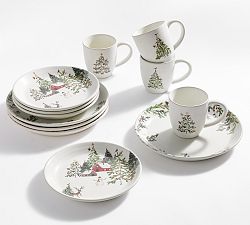 Christmas in the Country 12-Piece Stoneware Dinnerware Set