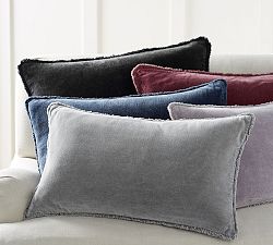 Fringe Velvet Lumbar Pillow Cover