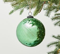 Oversized Antiqued Green Mercury Glass Ornament