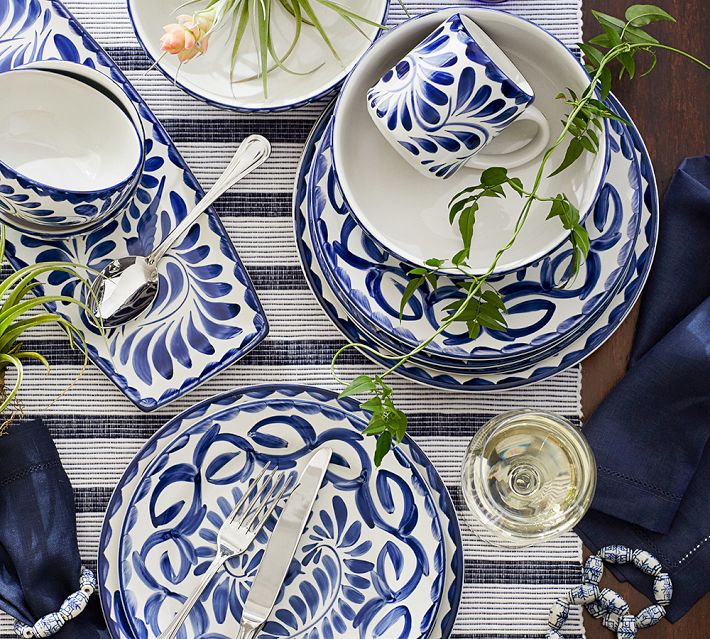 Puebla Porcelain Cereal Bowls - Set of 4 | Pottery Barn