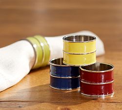 Enamel Napkin Rings, Mixed Set of 4