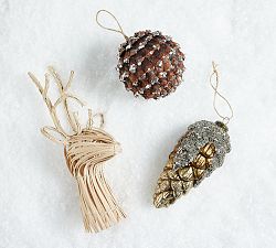 Rustic Glam Natural Ornaments - Set of 3