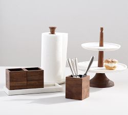 Chateau Marble &amp; Acacia Wood Tiered Stand