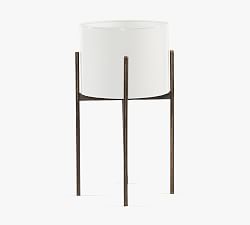 Isa Modern Planters With Stand - White/Brass